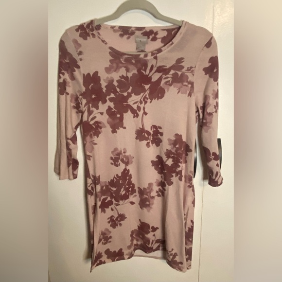 Women’s Pink Floral Side Slit 3/4 Sleeve Tunic Top Size 0 (4/6 S) - Picture 1 of 7